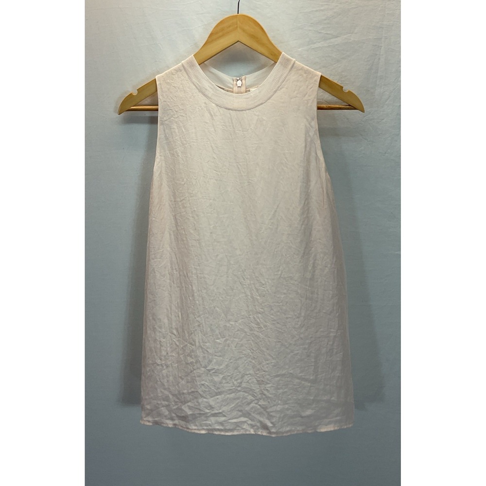 Vince Womens chiffon Sleeveless Tank Top pale pink zip back flowy Size M‎